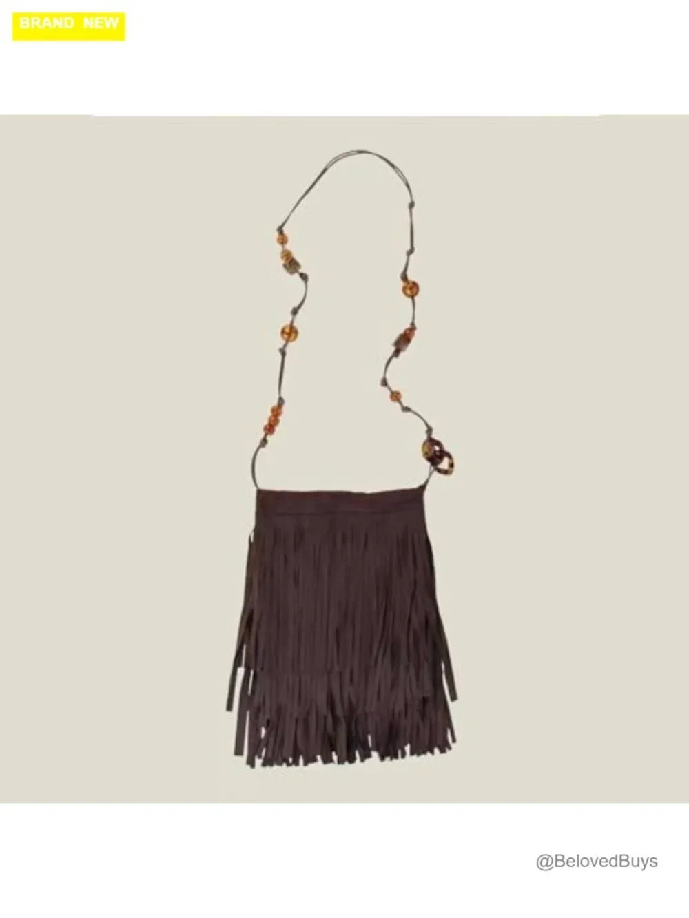 Faux Suede Fringe Crossbody Hobo Bag with Tassels
